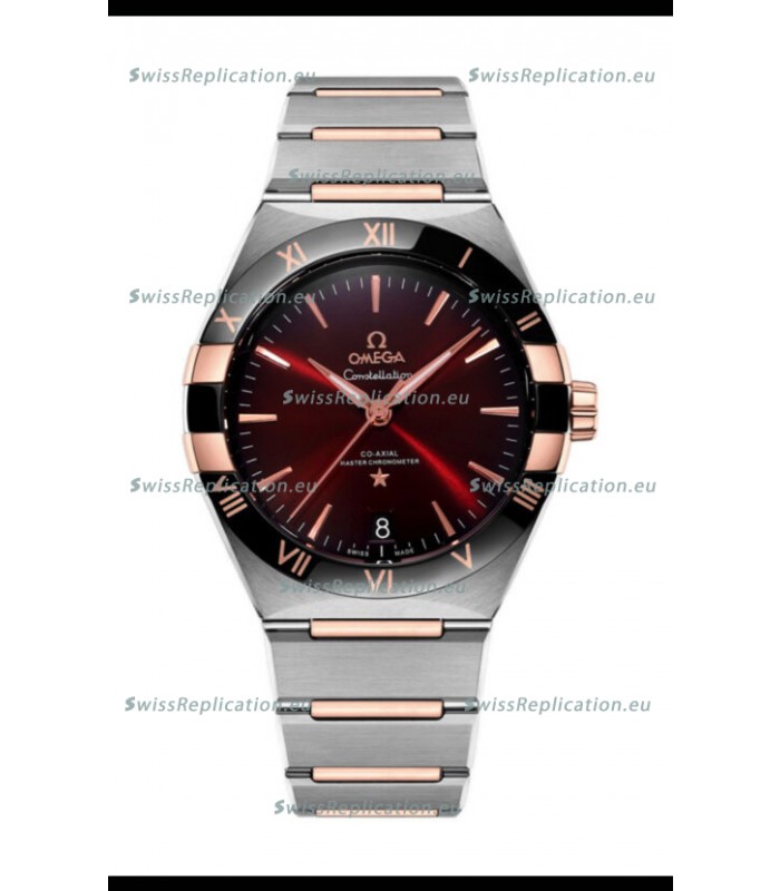 Omega Co-Axial Constellation Two Tone Black Burgundy Dial 1:1 Mirror Replica 41MM