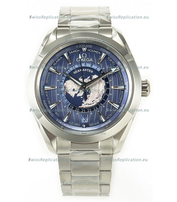 Omega Aqua Terra 150M Wolrd Timer 24 Summer Blue Dial 904L Steel 1:1 Mirror Replica 41MM 