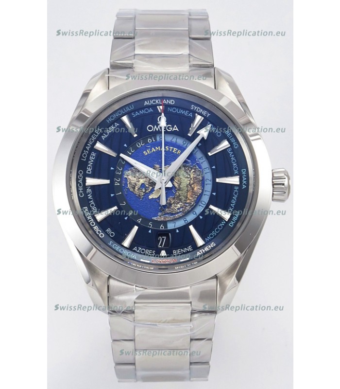 Omega Aqua Terra 150M Wolrd Timer 24 Blue Dial 904L Steel 1:1 Mirror Replica 41MM 