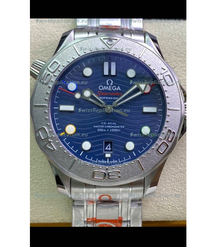 Omega Seamaster 300M Co-Axial Master Chronometer Blue Dial Titanium Bezel - 1:1 Mirror Replica