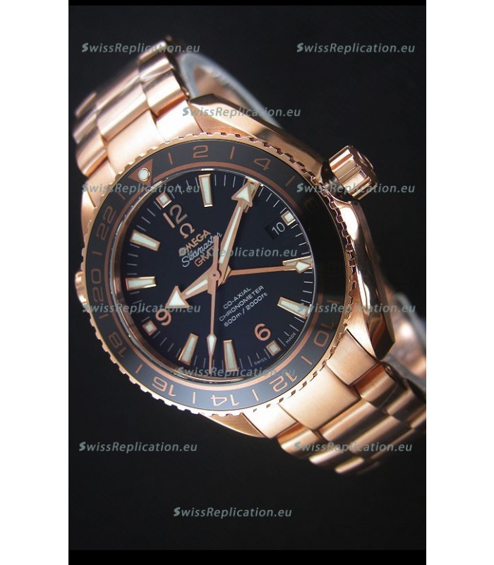 Omega Seamaster Planet Ocean 43.5MM GMT Pink Gold 1:1 Mirror Replica Watch 43.5MM
