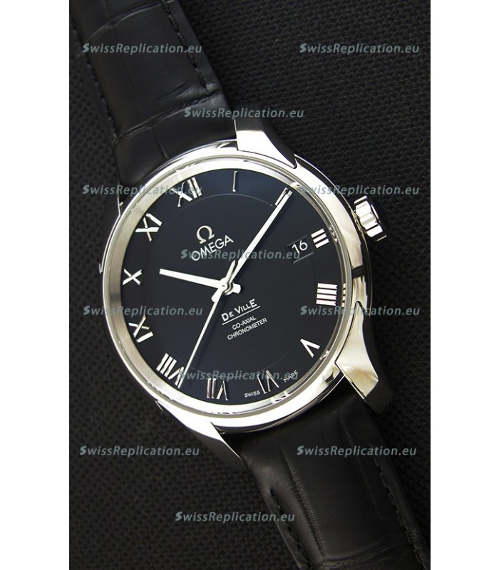 Omega De-Ville Annual Calendar Co-Axial Swiss Replica Watch 1:1 Mirror Edition in Black Dial