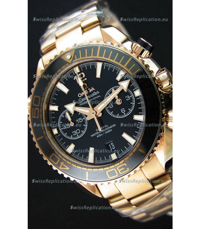 Omega Seamaster Planet Ocean 600M Chronograph 1:1 Mirror Replica Pink Gold Watch 