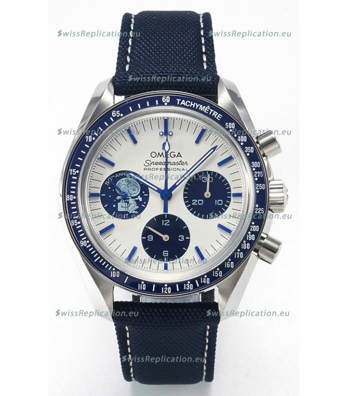Omega Speedmaster 50th Anniversary Super Clone Snoopy Replica Watch in Nylon Strap 
