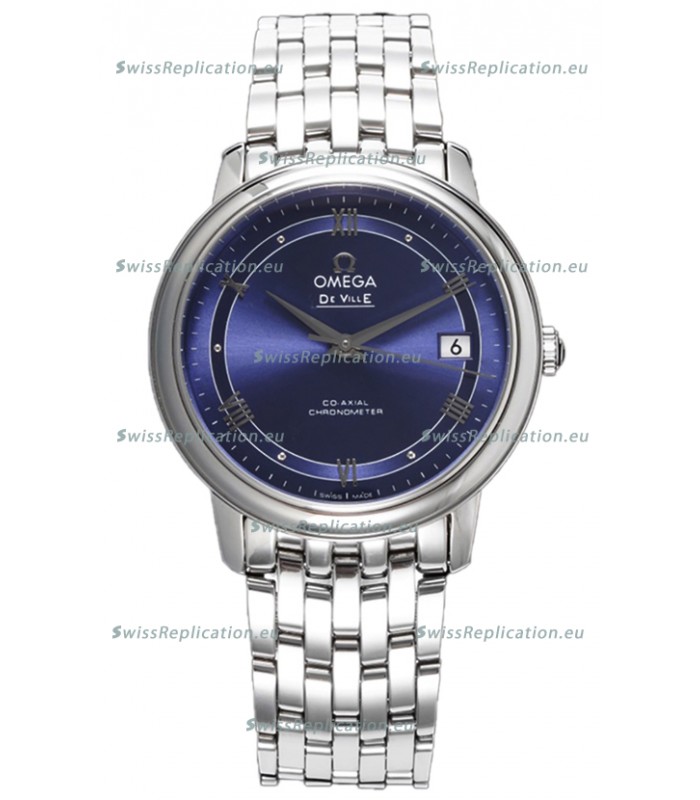 Omega De Ville Co-Axial Chronometer 36.8MM Swiss Replica Watch in Light Blue Dial 