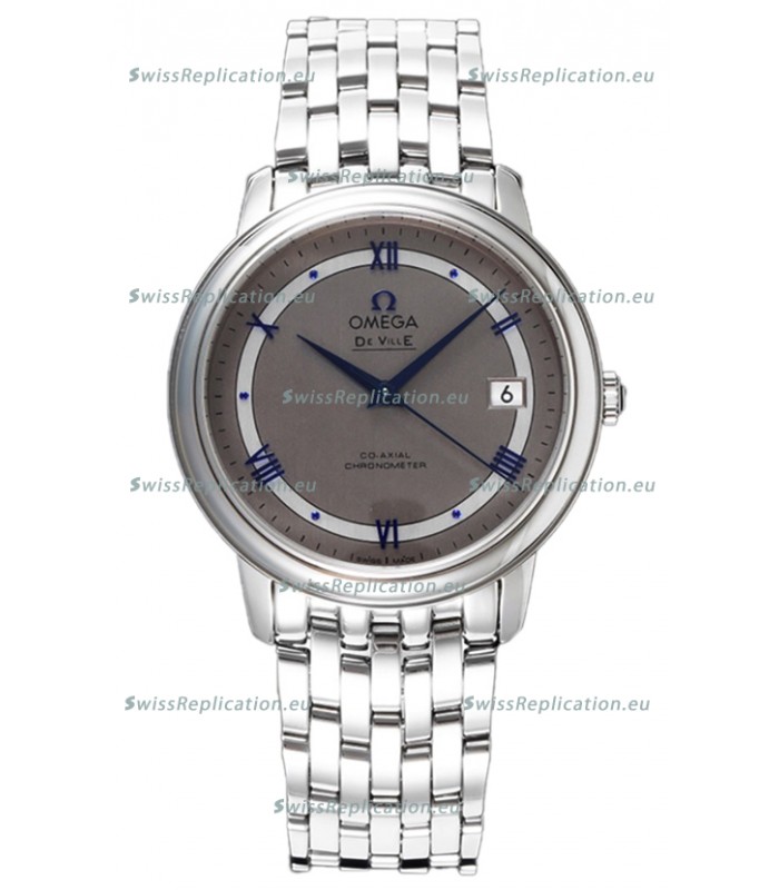 Omega De Ville Co-Axial Chronometer 36.8MM Swiss Replica Watch in Dark Grey Dial 