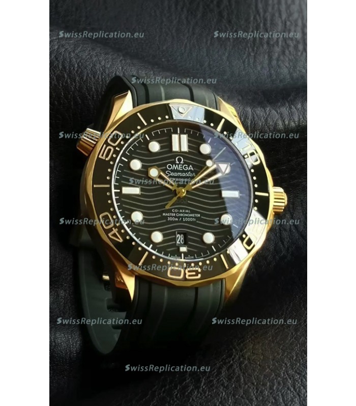 Omega Seamaster Super Clone 300M Master Chronometer Rose Gold Green Dial Watch 