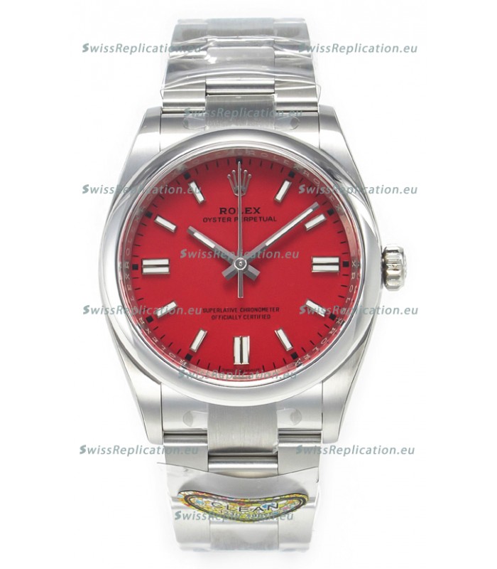 Rolex Oyster Perpetual Super Clone REF#126000 36MM Swiss Movement Swiss Replica Red Dial Swiss Replica