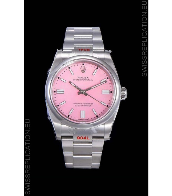Rolex Oyster Perpetual REF#124300 41MM Cal.3230 Movement Swiss Replica Pink Dial 904L Steel 1:1 Mirror Replica Watch