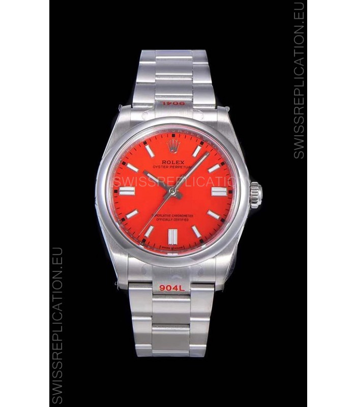 Rolex Oyster Perpetual REF#124300 41MM Cal.3230 Movement Swiss Replica Red Dial 904L Steel 1:1 Mirror Replica Watch