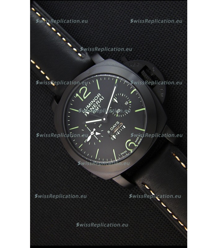 Panerai Luminor GMT 8 Days Power Reserve Japanese Replica PVD Case Watch