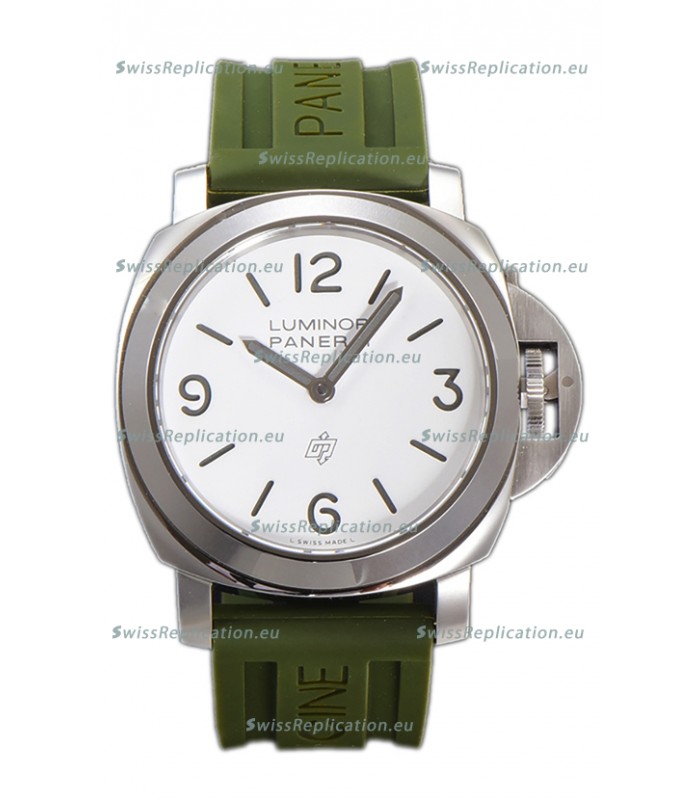 Panerai Luminor Base Logo PAM1087 White Dial 1:1 Mirror Quality - 904L Steel in Rubber Strap