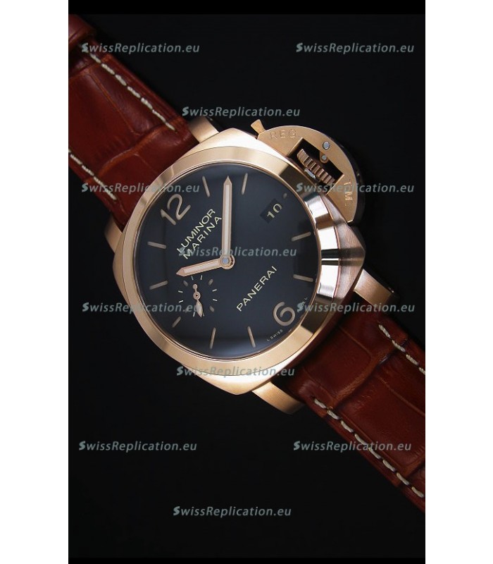 Panerai Luminor Marina PAM393 42MM Swiss Rose Gold Replica Watch 