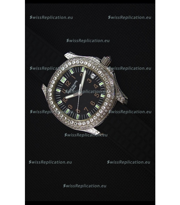 Patek Philippe Aquanaut Swiss Replica Watch with Diamonds Encrusted Casing 