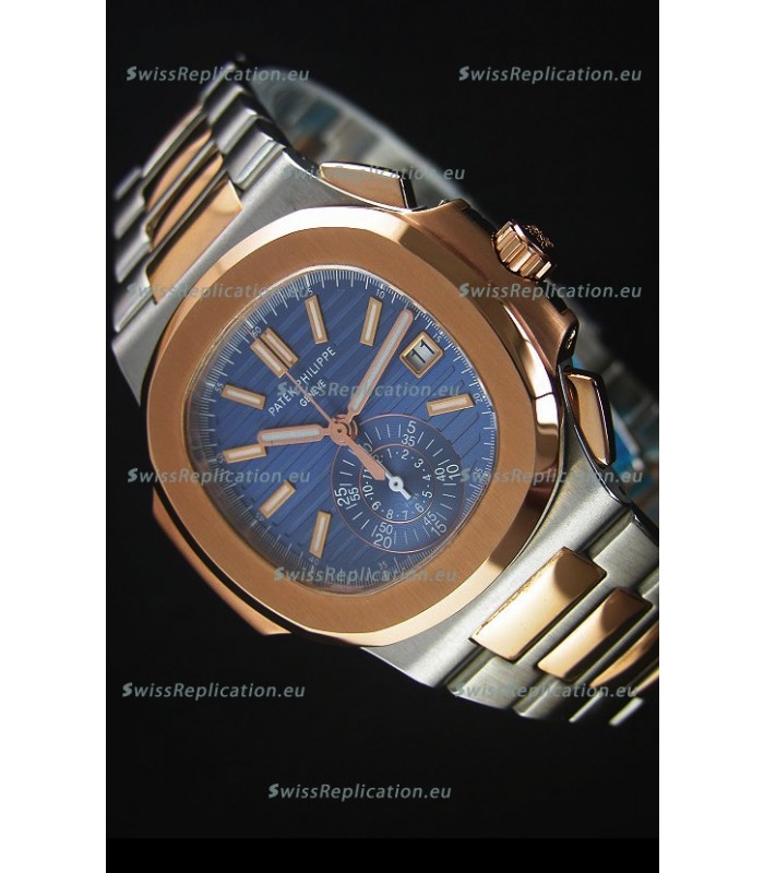 Patek Philippe Nautilus 5980 Chronograph Two Tone Case Blue dial - 1:1 Mirror Replica