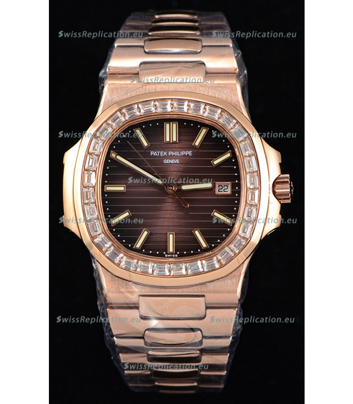 Patek Philippe Nautilus 5711/1R 1:1 Mirror Watch Baguette Diamonds Bezel