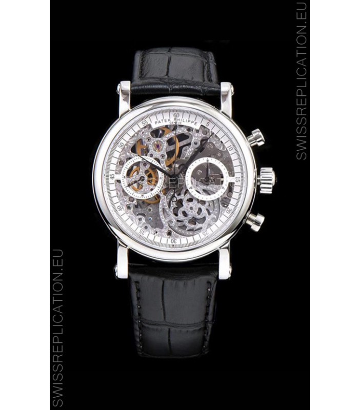 Patek Philippe Complications Skeleton Chronograph Watch in 904L Steel Case