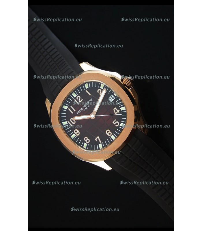 Patek Philippe Aquanaut Jumbo Rose Gold 1:1 Mirror Replica Watch - Wine Colored Dial