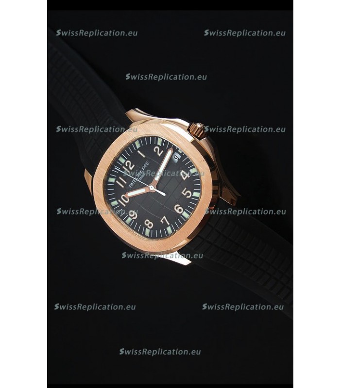 Patek Philippe Aquanaut Jumbo Rose Gold 1:1 Mirror Replica Watch - Black Colored Dial