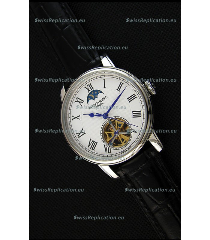 Patek Philippe Japanese MoonPhase Tourbillon Replica Watch White Dial