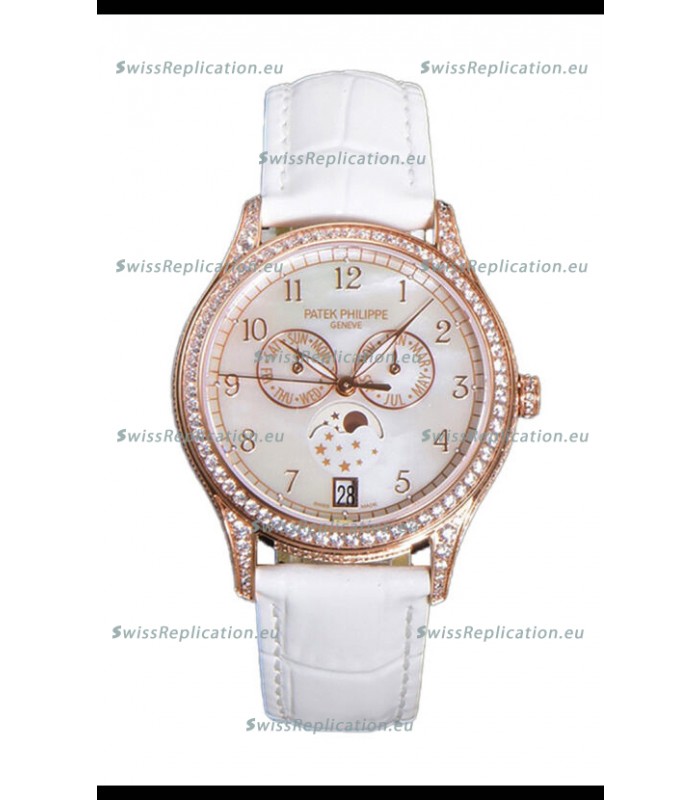 Patek Philippe Complications 4948G Annual Calendar Moonphase Pearl Dial Rose Gold Swiss Replica