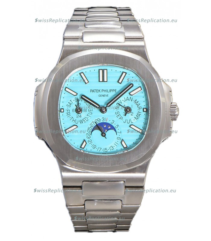 Patek Philippe Nautilus 5740 Perpetual Calendar White Gold Tiffany Dial Swiss Replica Watch 