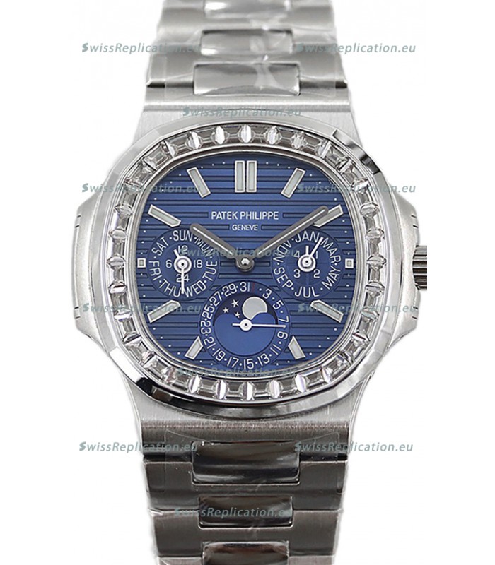 Patek Philippe Nautilus 5740 Perpetual Calendar Stainless Steel Blue Dial Swiss Replica Watch 