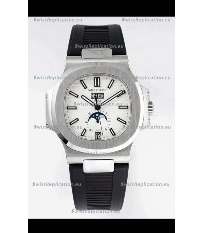 Patek Philippe Nautilus 5726A 1:1 Mirror Swiss Watch White Dial Rubber Strap