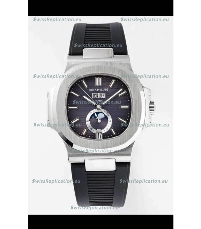 Patek Philippe Nautilus 5726A 1:1 Mirror Swiss Watch Blue Dial Rubber Strap