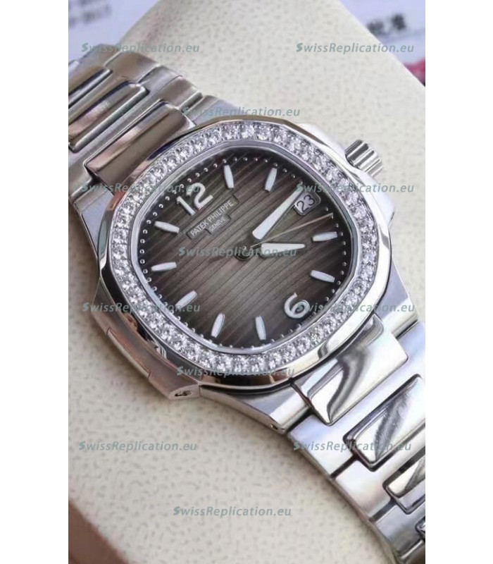 Patek Philippe Nautilus 7010/1G-012 32MM 1:1 Mirror Replica - Genuine Diamonds on Bezel 