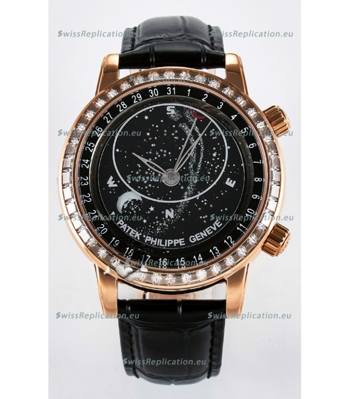 Patek Philippe 6104R Grand Complications Superclone Watch in Rose Gold - Diamonds Bezel 