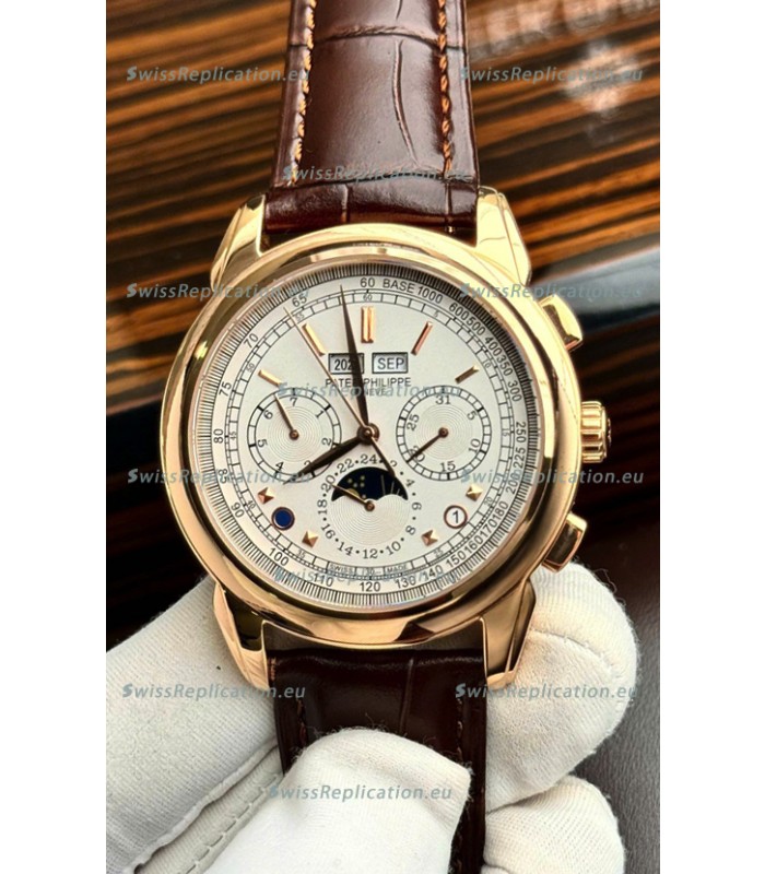 Patek Philippe Grand Complications 5270 Swiss Replica Watch in Rose Gold Casing White Dial