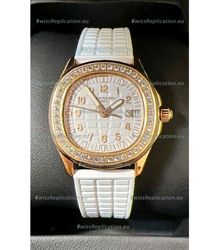 Patek Philippe Superclone Aquanaut 5072R Mossanites Paved Watch in Rose Gold Casing