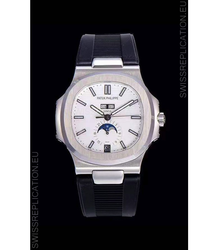 Patek Philippe Nautilus 5726A 1:1 Mirror Swiss Watch White Dial Rubber Strap 