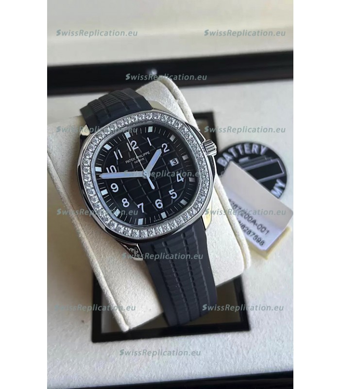 Patek Philippe Aquanaut 5267 Swiss Replica Black Dial in Stainless Steel Diamonds Bezel 38.5MM