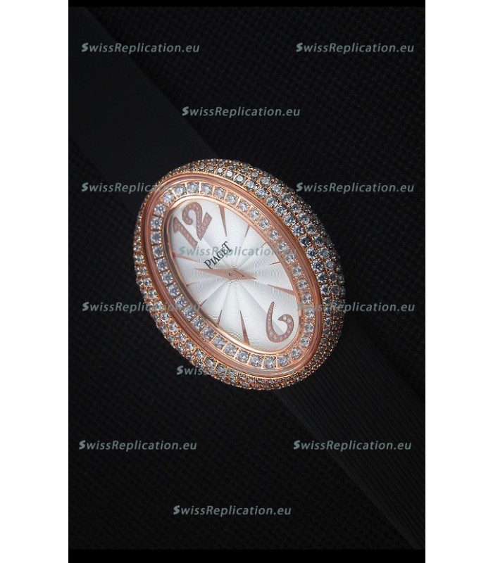 Piaget Limelight Magic Hour Swiss Quartz Watch Rose Gold in Black Strap
