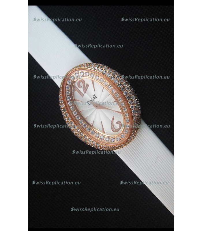 Piaget Limelight Magic Hour Swiss Quartz Watch Rose Gold in White Strap