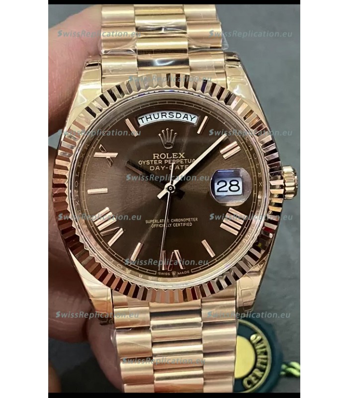 Rolex Day Date Presidential 18K Rose Gold Watch 40MM - Brown Dial 1:1 Mirror Quality