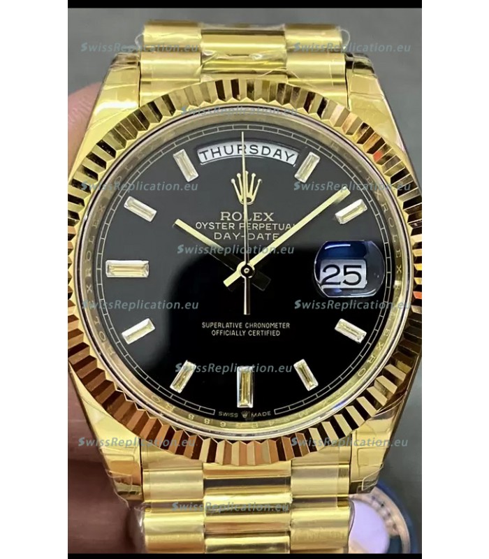 Rolex Day Date Presidential 18K Yellow Gold Watch 40MM - Black Dial 1:1 Mirror Quality
