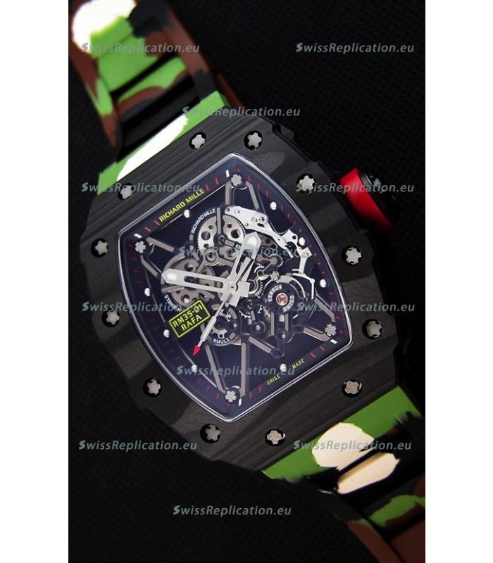 Richard Mille RM35-01 Rafael Nadal Forged Carbon Case with Camouflage Rubber Strap 
