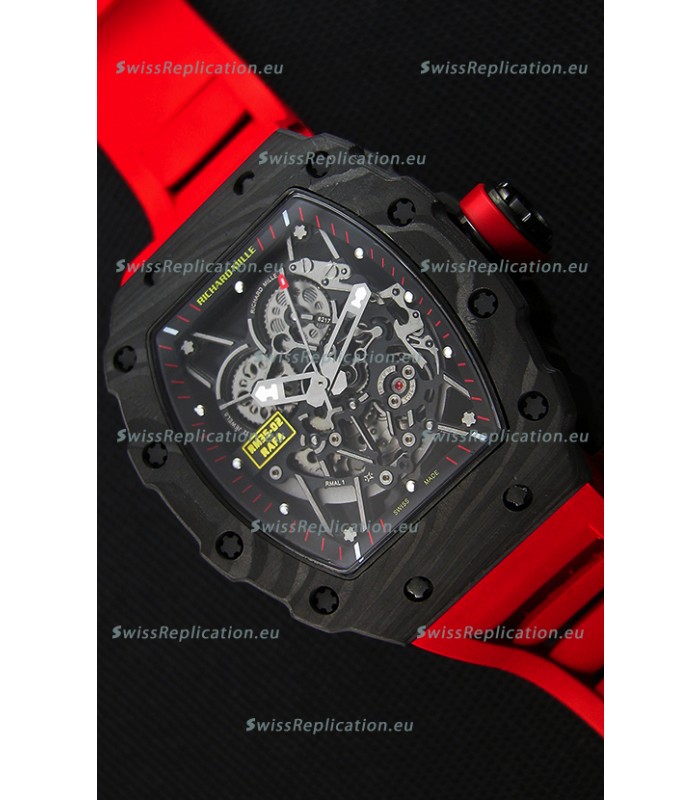 Richard Mille RM35-2 Rafael Nadal Forged Carbon Case with Red Rubber Strap