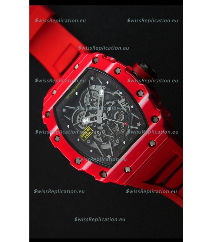 Richard Mille RM35-02 One Piece Red Forged Carbon Case Watch in Red Strap