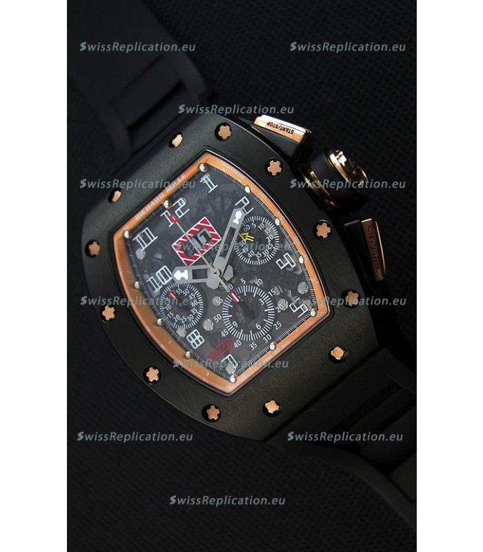 Richard Mille RM011-FM Felipe Massa Black Ceramic Case Watch in Black Strap