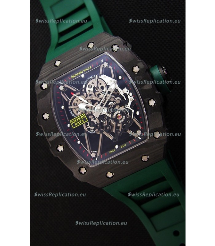 Richard Mille RM35-01 Rafael Nadal Forged Carbon Case with Green Strap 