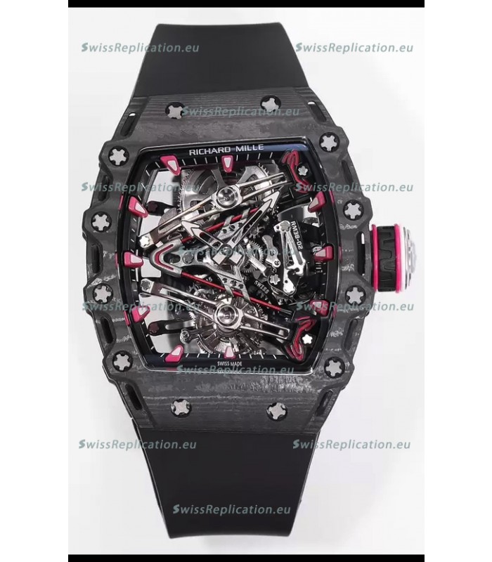Richard Mille RM38-02 Carbon Casing Bubba Watson Black Rubber Tourbillon Movement 1:1 Mirror Replica