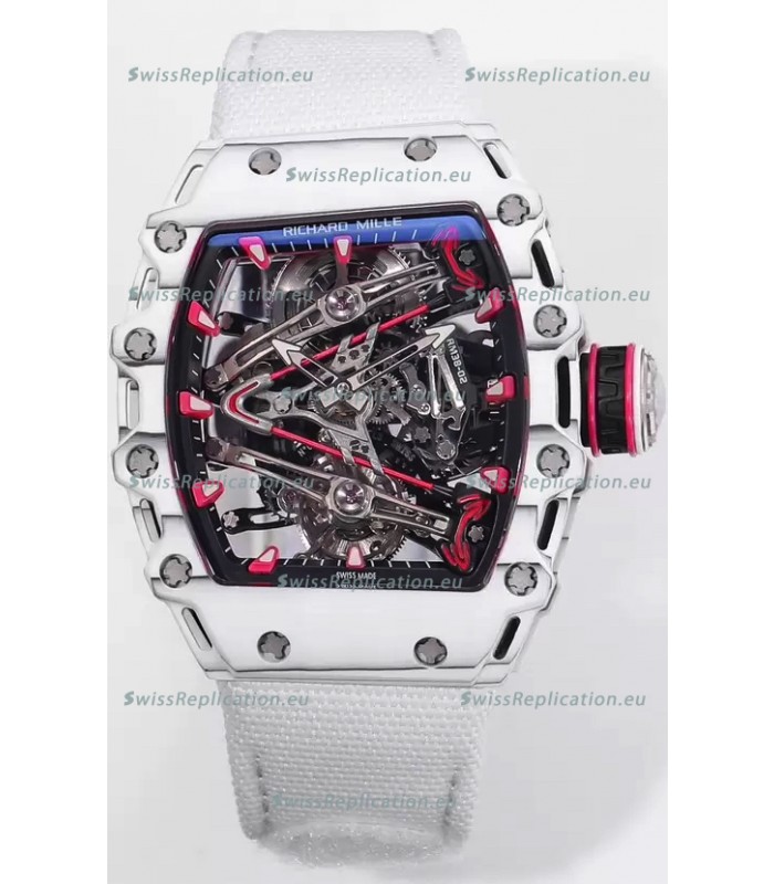 Richard Mille RM38-02 Carbon Casing Bubba Watson White Nylon Tourbillon Movement 1:1 Mirror Replica