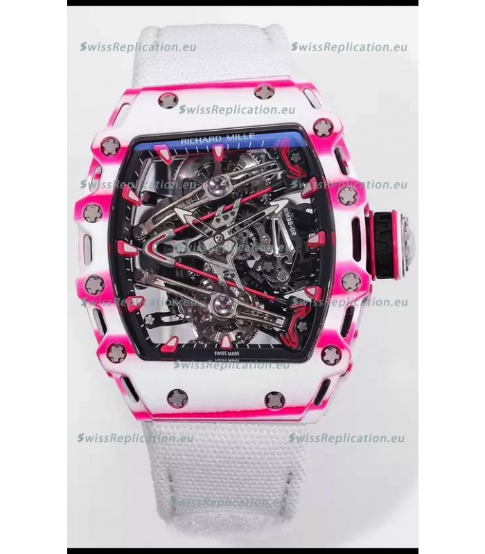 Richard Mille RM38-02 White/Pink Carbon Bubba Watson White Nylon Tourbillon Movement 1:1 Mirror Replica
