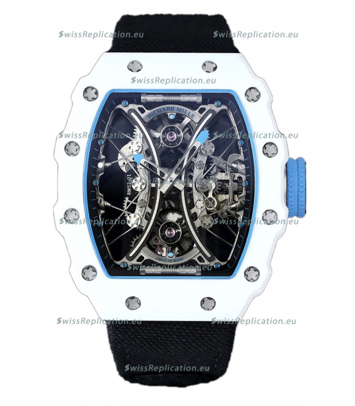 Richard Mille RM53-01 Pablo Mac Donough White TPT CASE Black Nylon Strap Swiss Replica Watch
