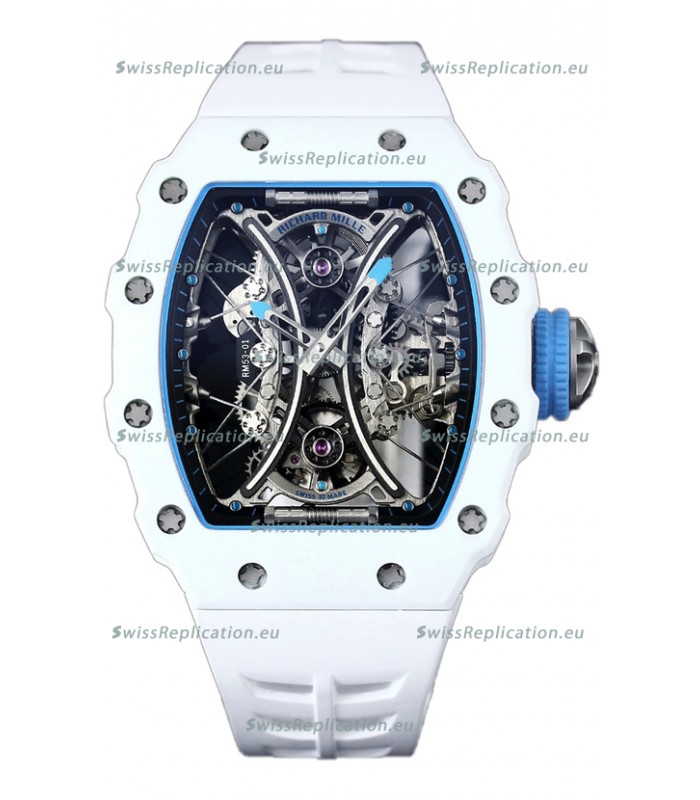 Richard Mille RM53-01 Pablo Mac Donough White TPT CASE White Rubber Strap Swiss Replica Watch