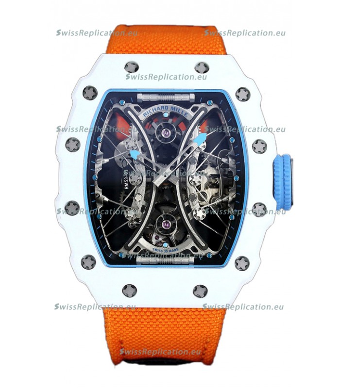 Richard Mille RM53-01 Pablo Mac Donough White TPT CASE White Orange Nylon Swiss Replica Watch
